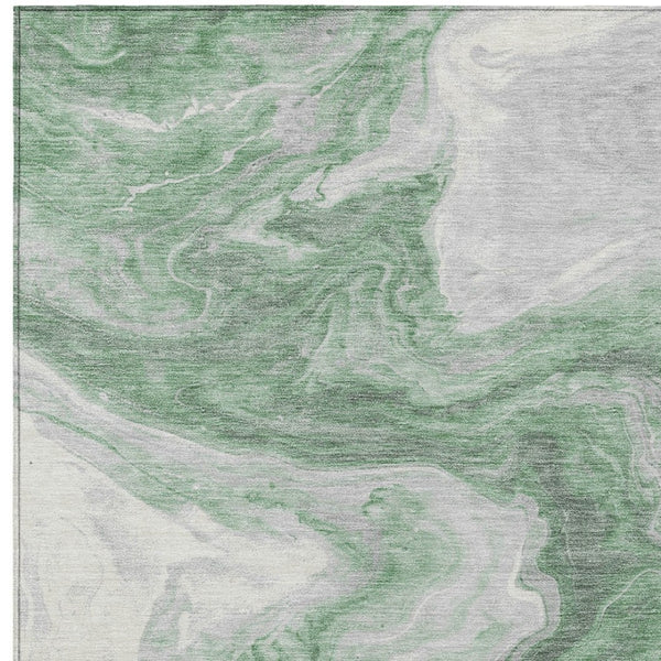 Homeroots 3' X 5' Abstract Washable Indoor Outdoor Area Rug - Stylish, Durable & Stain Resistant For Any Space Green Polyester 618332