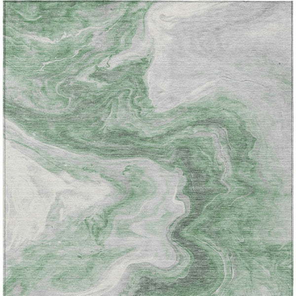 Homeroots 3' X 5' Abstract Washable Indoor Outdoor Area Rug - Stylish, Durable & Stain Resistant For Any Space Green Polyester 618333