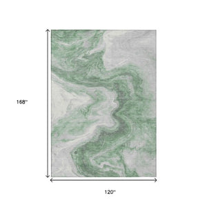 Homeroots 3' X 5' Abstract Washable Indoor Outdoor Area Rug - Stylish, Durable & Stain Resistant For Any Space Green Polyester 618333