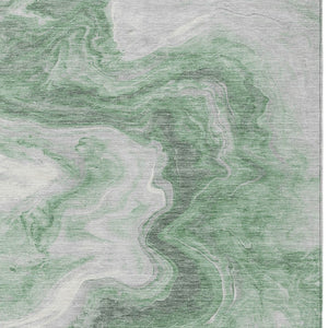 Homeroots 3' X 5' Abstract Washable Indoor Outdoor Area Rug - Stylish, Durable & Stain Resistant For Any Space Green Polyester 618333