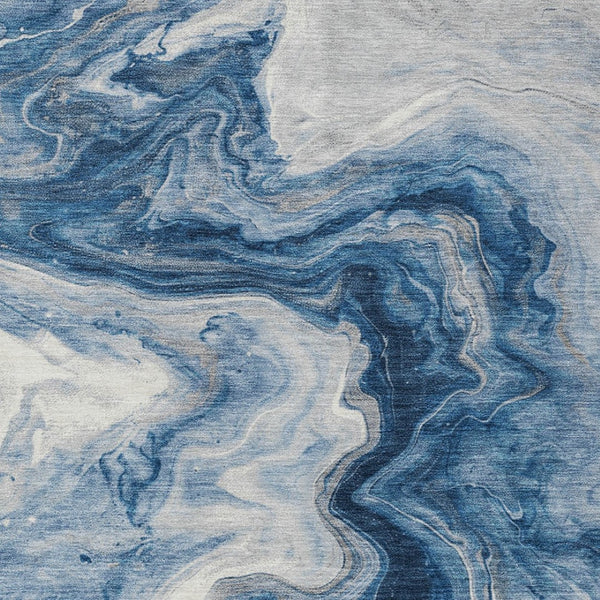 Homeroots 3' X 5' Abstract Washable Indoor Outdoor Area Rug - Stylish, Durable & Stain Resistant For Any Space Navy Polyester 618334