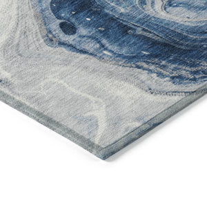 Homeroots 3' X 5' Abstract Washable Indoor Outdoor Area Rug - Stylish, Durable & Stain Resistant For Any Space Navy Polyester 618335