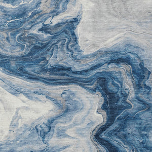 Homeroots 3' X 5' Abstract Washable Indoor Outdoor Area Rug - Stylish, Durable & Stain Resistant For Any Space Navy Polyester 618335