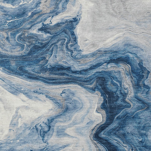 Homeroots 3' X 5' Abstract Washable Indoor Outdoor Area Rug - Stylish, Durable & Stain Resistant For Any Space Navy Polyester 618335