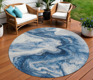 Homeroots 3' X 5' Abstract Washable Indoor Outdoor Area Rug - Stylish, Durable & Stain Resistant For Any Space Navy Polyester 618336