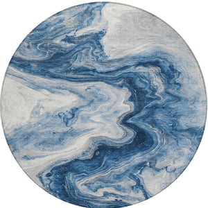 Homeroots 3' X 5' Abstract Washable Indoor Outdoor Area Rug - Stylish, Durable & Stain Resistant For Any Space Navy Polyester 618336