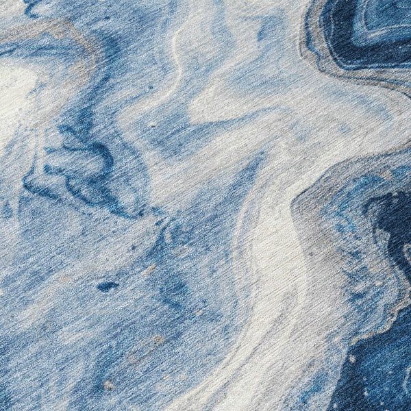 Homeroots 3' X 5' Abstract Washable Indoor Outdoor Area Rug - Stylish, Durable & Stain Resistant For Any Space Navy Polyester 618336