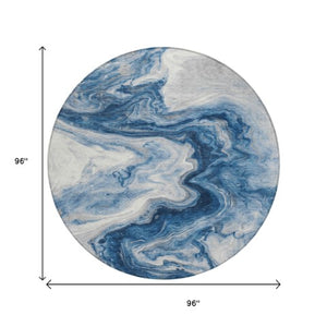 Homeroots 3' X 5' Abstract Washable Indoor Outdoor Area Rug - Stylish, Durable & Stain Resistant For Any Space Navy Polyester 618336