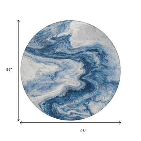 Homeroots 3' X 5' Abstract Washable Indoor Outdoor Area Rug - Stylish, Durable & Stain Resistant For Any Space Navy Polyester 618336