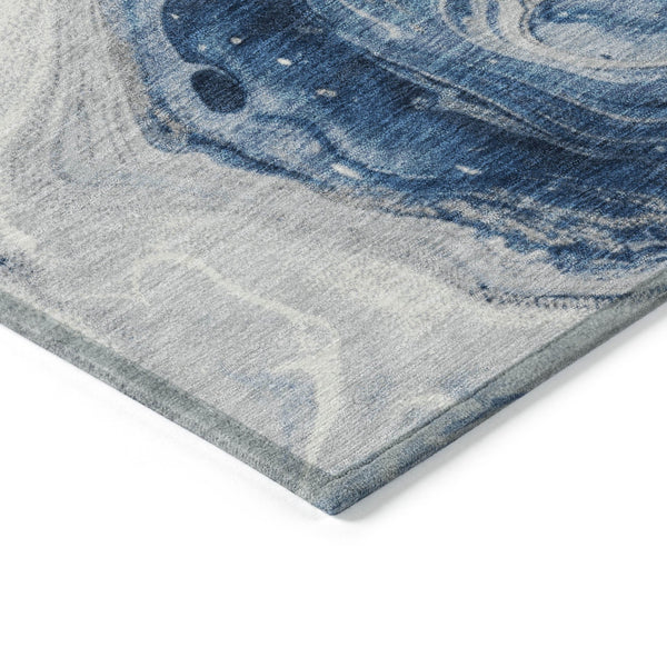 Homeroots 3' X 5' Abstract Washable Indoor Outdoor Area Rug - Stylish, Durable & Stain Resistant For Any Space Navy Polyester 618337