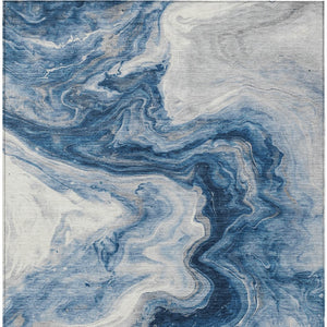 Homeroots 3' X 5' Abstract Washable Indoor Outdoor Area Rug - Stylish, Durable & Stain Resistant For Any Space Navy Polyester 618339