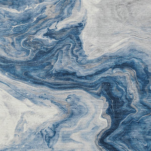 Homeroots 3' X 5' Abstract Washable Indoor Outdoor Area Rug - Stylish, Durable & Stain Resistant For Any Space Navy Polyester 618339