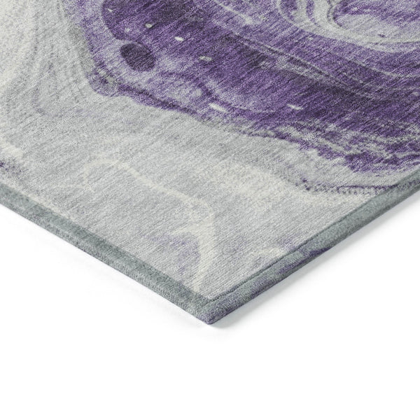 Homeroots 3' X 5' Abstract Washable Indoor Outdoor Area Rug - Stylish, Durable & Stain Resistant For Any Space Purple Polyester 618340