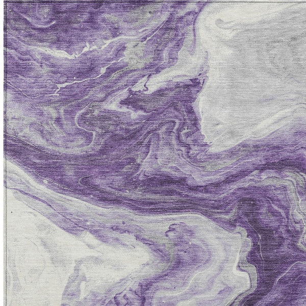 Homeroots 3' X 5' Abstract Washable Indoor Outdoor Area Rug - Stylish, Durable & Stain Resistant For Any Space Purple Polyester 618340