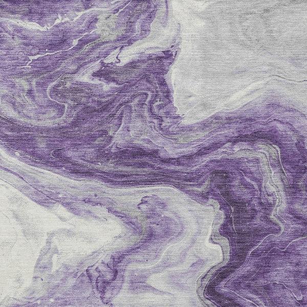 Homeroots 3' X 5' Abstract Washable Indoor Outdoor Area Rug - Stylish, Durable & Stain Resistant For Any Space Purple Polyester 618341