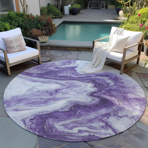 Homeroots 3' X 5' Abstract Washable Indoor Outdoor Area Rug - Stylish, Durable & Stain Resistant For Any Space Purple Polyester 618342