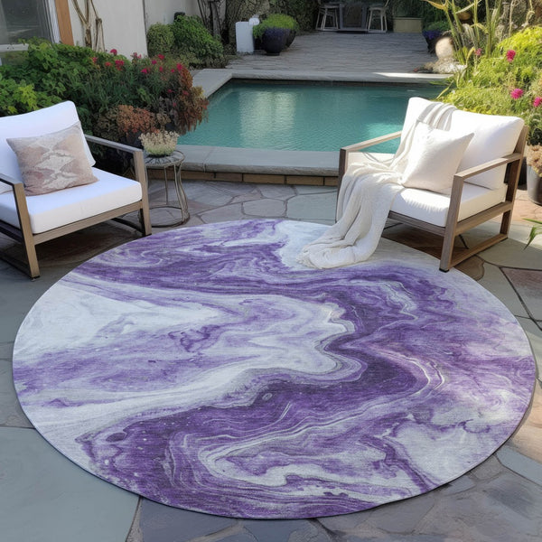 Homeroots 3' X 5' Abstract Washable Indoor Outdoor Area Rug - Stylish, Durable & Stain Resistant For Any Space Purple Polyester 618342