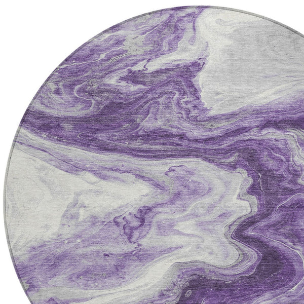 Homeroots 3' X 5' Abstract Washable Indoor Outdoor Area Rug - Stylish, Durable & Stain Resistant For Any Space Purple Polyester 618342