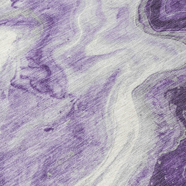 Homeroots 3' X 5' Abstract Washable Indoor Outdoor Area Rug - Stylish, Durable & Stain Resistant For Any Space Purple Polyester 618342