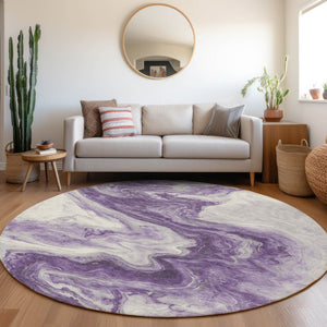 Homeroots 3' X 5' Abstract Washable Indoor Outdoor Area Rug - Stylish, Durable & Stain Resistant For Any Space Purple Polyester 618342