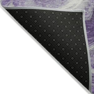 HomeRoots 5' Purple and Silver Abstract Indoor-Outdoor Area Rug | Modern, Washable, Stain-Resistant Design 8' X 10' 618343