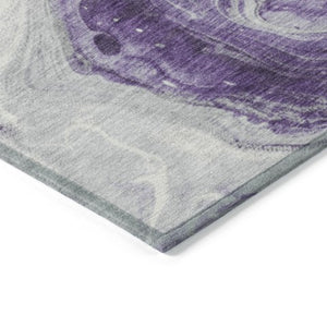 Homeroots 3' X 5' Abstract Washable Indoor Outdoor Area Rug - Stylish, Durable & Stain Resistant For Any Space Purple Polyester 618343