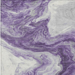 Homeroots 3' X 5' Abstract Washable Indoor Outdoor Area Rug - Stylish, Durable & Stain Resistant For Any Space Purple Polyester 618343