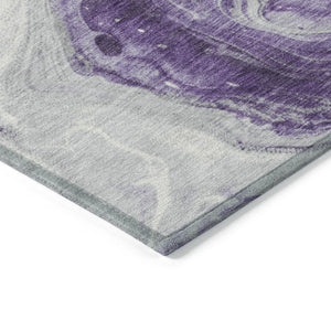 Homeroots 3' X 5' Abstract Washable Indoor Outdoor Area Rug - Stylish, Durable & Stain Resistant For Any Space Purple Polyester 618344
