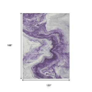 Homeroots 3' X 5' Abstract Washable Indoor Outdoor Area Rug - Stylish, Durable & Stain Resistant For Any Space Purple Polyester 618345