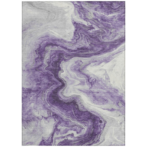 Homeroots 3' X 5' Abstract Washable Indoor Outdoor Area Rug - Stylish, Durable & Stain Resistant For Any Space Purple Polyester 618345