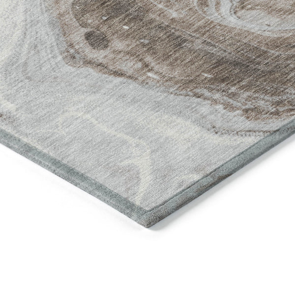 Homeroots 3' X 5' Abstract Washable Indoor Outdoor Area Rug - Stylish, Durable & Stain Resistant For Any Space Taupe Polyester 618346