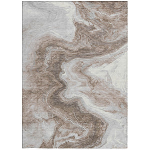 Homeroots 3' X 5' Abstract Washable Indoor Outdoor Area Rug - Stylish, Durable & Stain Resistant For Any Space Taupe Polyester 618346