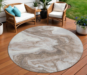 Homeroots 3' X 5' Abstract Washable Indoor Outdoor Area Rug - Stylish, Durable & Stain Resistant For Any Space Taupe Polyester 618348