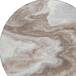 Homeroots 3' X 5' Abstract Washable Indoor Outdoor Area Rug - Stylish, Durable & Stain Resistant For Any Space Taupe Polyester 618348