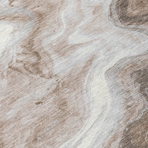 Homeroots 3' X 5' Abstract Washable Indoor Outdoor Area Rug - Stylish, Durable & Stain Resistant For Any Space Taupe Polyester 618348