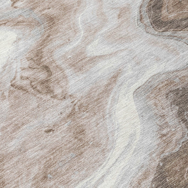 Homeroots 3' X 5' Abstract Washable Indoor Outdoor Area Rug - Stylish, Durable & Stain Resistant For Any Space Taupe Polyester 618348