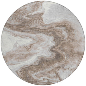 Homeroots 3' X 5' Abstract Washable Indoor Outdoor Area Rug - Stylish, Durable & Stain Resistant For Any Space Taupe Polyester 618348