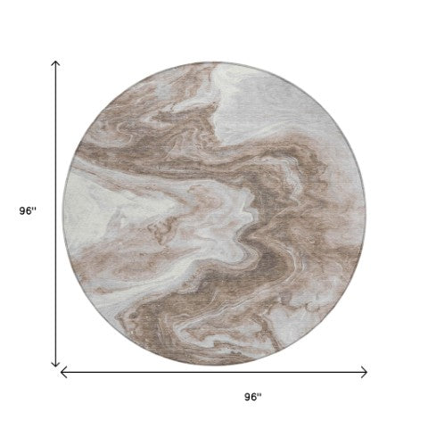 Homeroots 3' X 5' Abstract Washable Indoor Outdoor Area Rug - Stylish, Durable & Stain Resistant For Any Space Taupe Polyester 618348