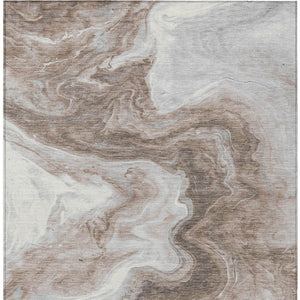 Homeroots 3' X 5' Abstract Washable Indoor Outdoor Area Rug - Stylish, Durable & Stain Resistant For Any Space Taupe Polyester 618349