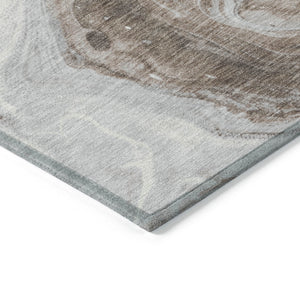 Homeroots 3' X 5' Abstract Washable Indoor Outdoor Area Rug - Stylish, Durable & Stain Resistant For Any Space Taupe Polyester 618349