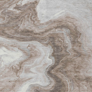 Homeroots 3' X 5' Abstract Washable Indoor Outdoor Area Rug - Stylish, Durable & Stain Resistant For Any Space Taupe Polyester 618349