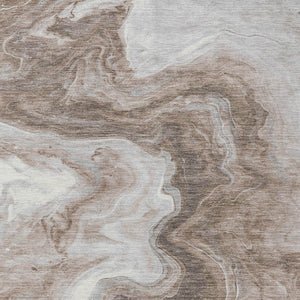 Homeroots 3' X 5' Abstract Washable Indoor Outdoor Area Rug - Stylish, Durable & Stain Resistant For Any Space Taupe Polyester 618351