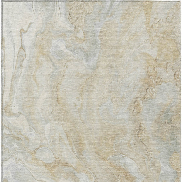 Homeroots 3' X 5' Abstract Washable Indoor Outdoor Area Rug - Durable, Stylish, And Stain-resistant Design Beige Polyester 618352