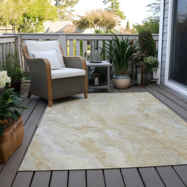 Homeroots 3' X 5' Abstract Washable Indoor Outdoor Area Rug - Durable, Stylish, And Stain-resistant Design Beige Polyester 618353