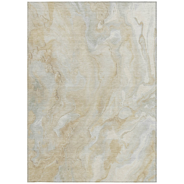 Homeroots 3' X 5' Abstract Washable Indoor Outdoor Area Rug - Durable, Stylish, And Stain-resistant Design Beige Polyester 618353