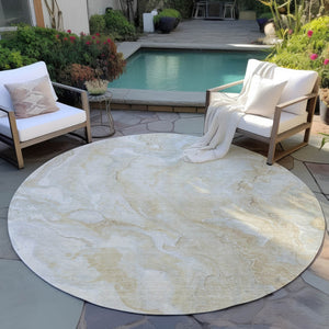 Homeroots 3' X 5' Abstract Washable Indoor Outdoor Area Rug - Durable, Stylish, And Stain-resistant Design Beige Polyester 618354