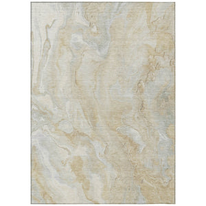HomeRoots 5' Beige and Silver Abstract Washable Area Rug - Durable Indoor/Outdoor Design for Modern Spaces 8' X 10' 618355
