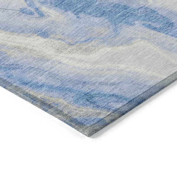 Homeroots 3' X 5' Abstract Washable Indoor Outdoor Area Rug - Durable, Stylish, And Stain-resistant Design Blue Polyester 618358
