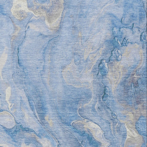 Homeroots 3' X 5' Abstract Washable Indoor Outdoor Area Rug - Durable, Stylish, And Stain-resistant Design Blue Polyester 618358