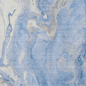 Homeroots 3' X 5' Abstract Washable Indoor Outdoor Area Rug - Durable, Stylish, And Stain-resistant Design Blue Polyester 618359